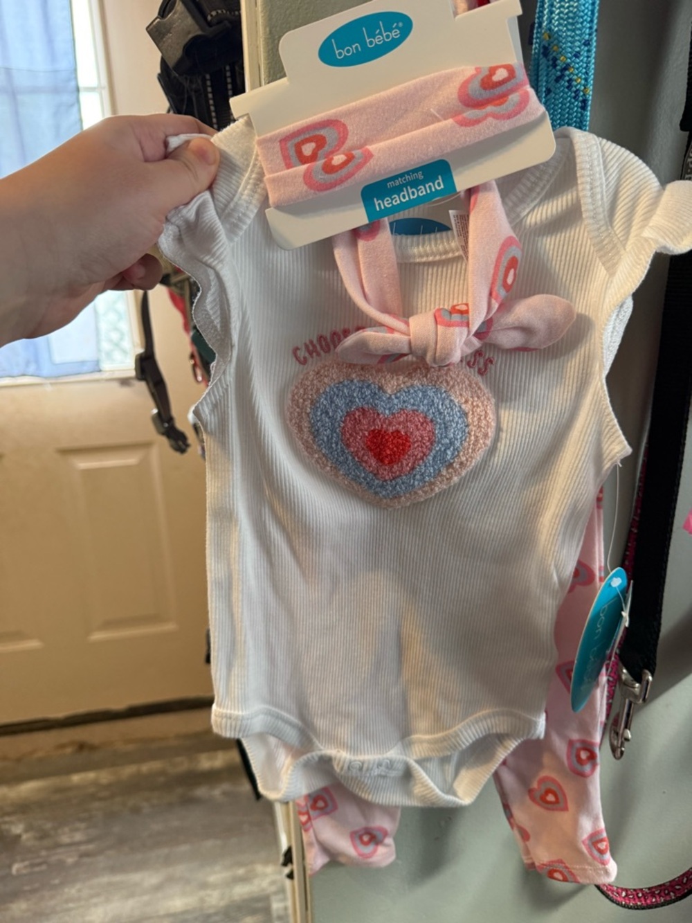 Pink Heart Tank Bodysuit with Matching Headband - Kids Accessories